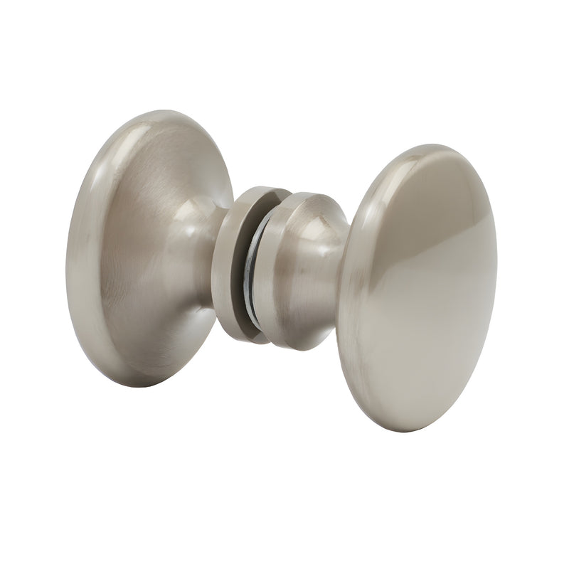 SDK100BN solid brass brushed-nickel back-to-back glass door knob, 1-9/16" (40mm) diameter, fits 6-12mm glass