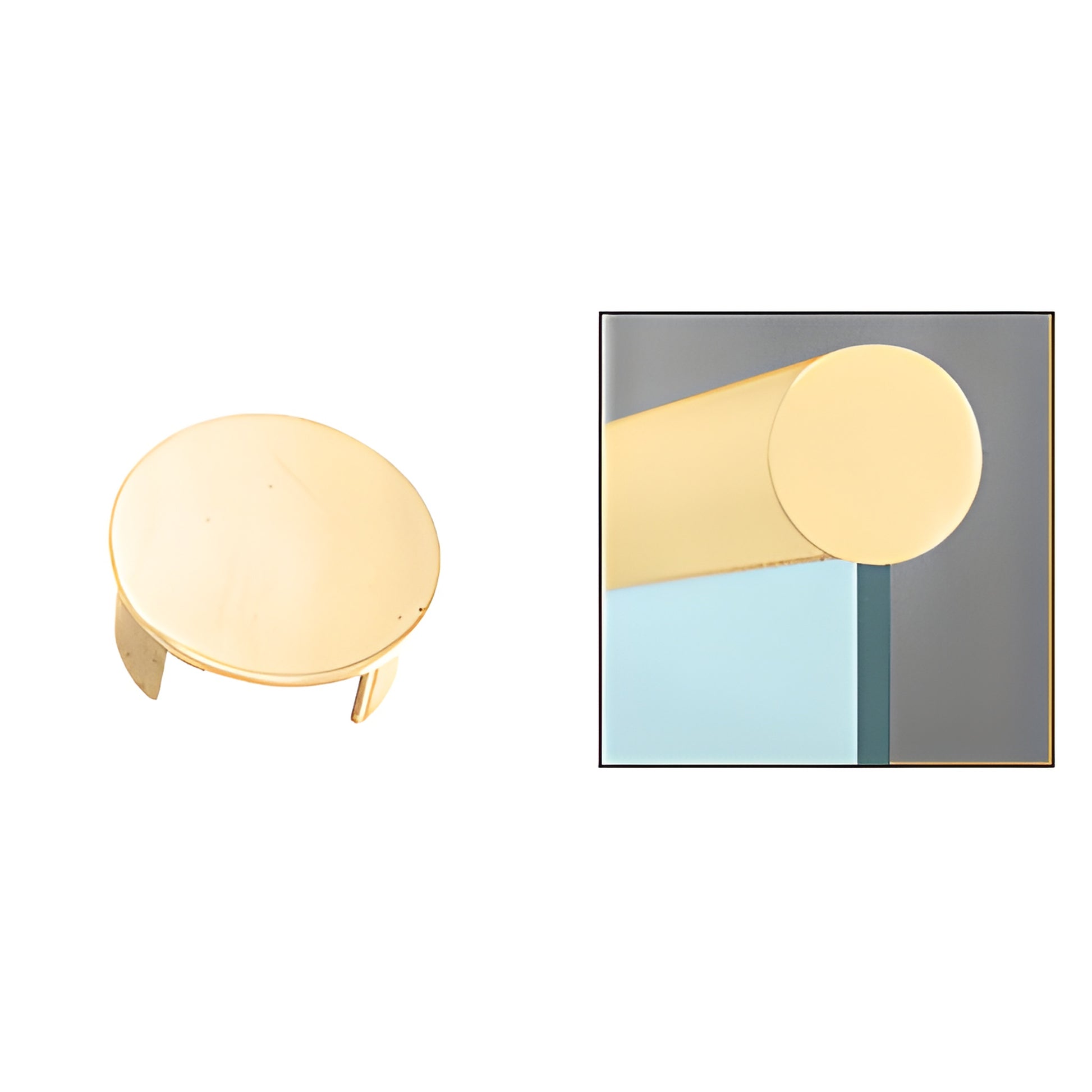 Polished brass round end cap 1.5 in. (38 mm) for cap railing, slip-in design - SKU GR15ECPB