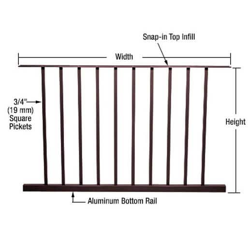 CRL Matte Bronze Picket Panel, 48"x36", 200-400 Series, elegant design for modern spaces.