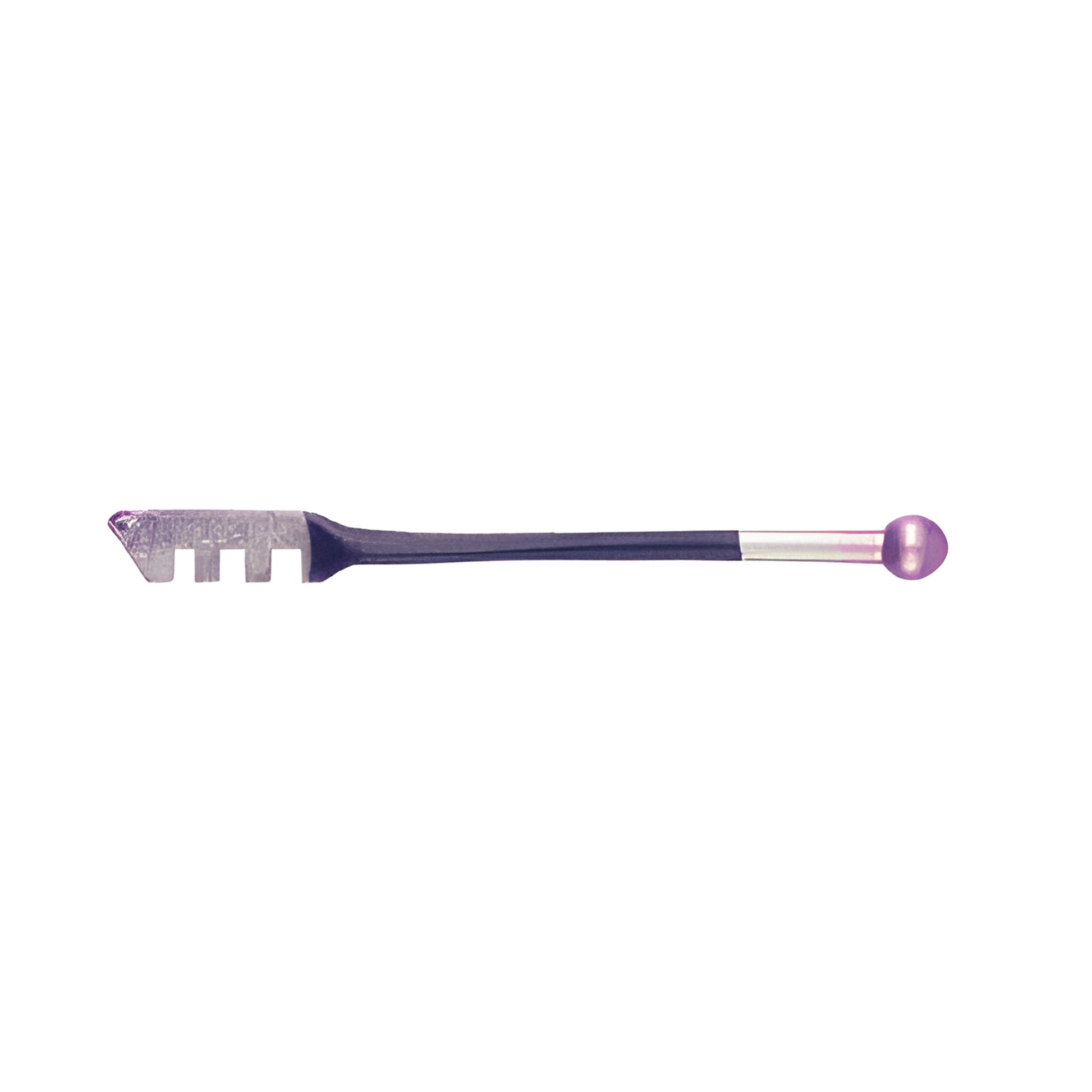 Fletcher Gold-Tip carbide wheel glass cutter with steel shaft and purple ball-end handle, 4mm wheel for hard glass.