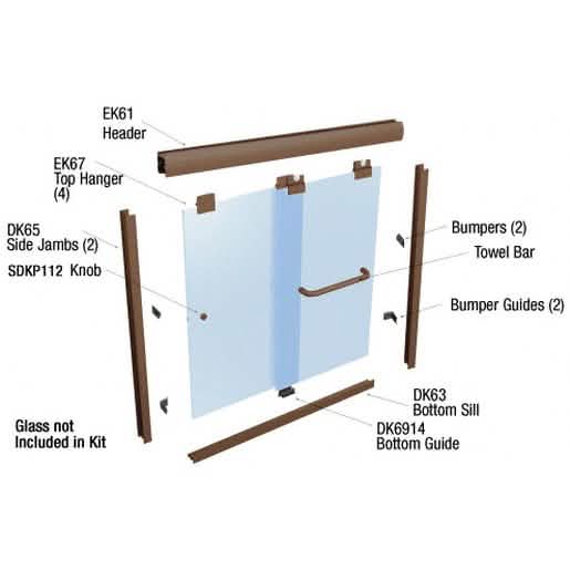 CRL Oil Rubbed Bronze 60" x 60" Suite EK Series Shower Door Kit - Stylish & Durable
