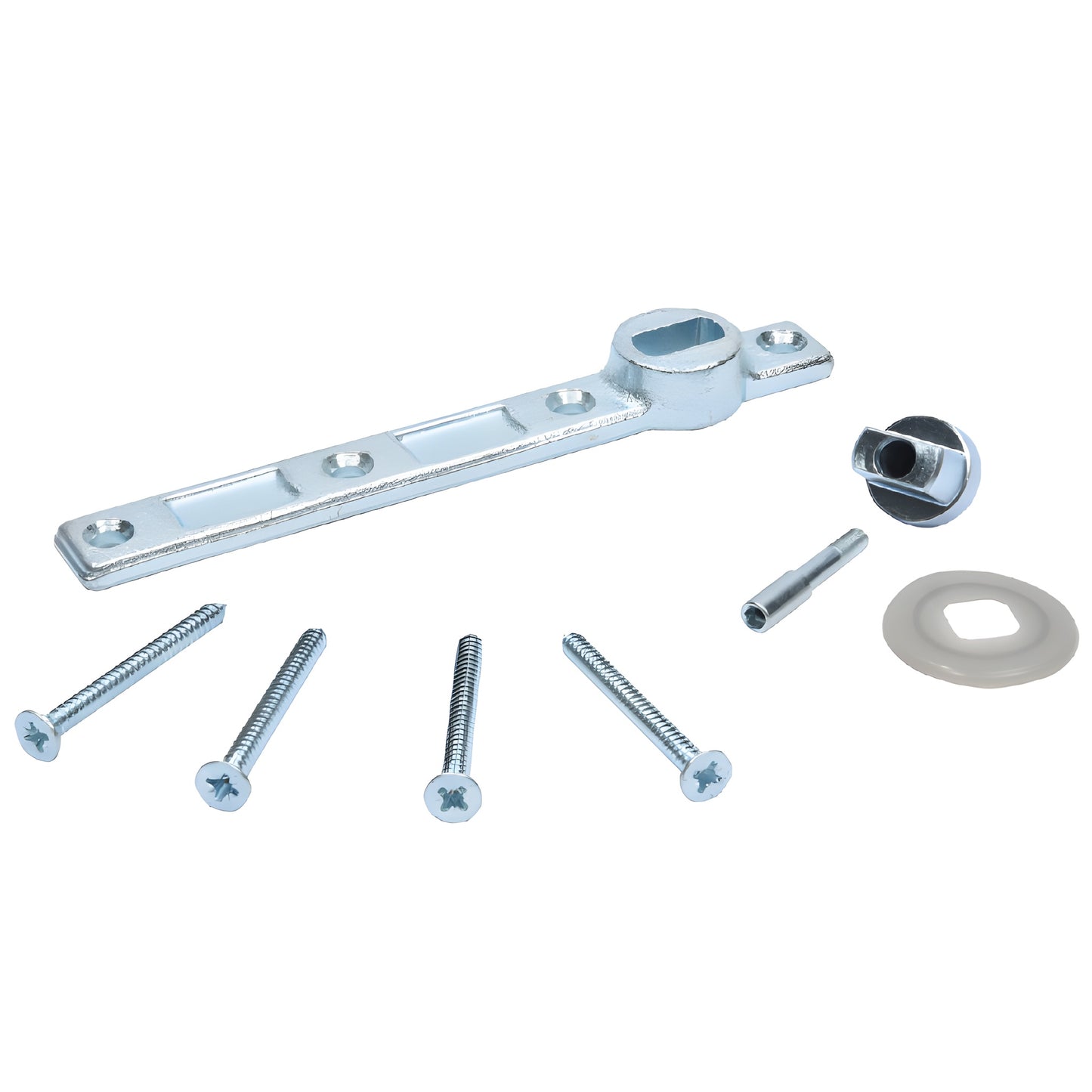 Jackson JCPN center-hung floor-mounted bottom closer arm and spindle package with screws, chrome finish