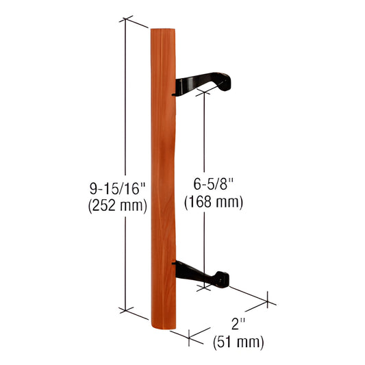 CRL inside pull C1192 - stained wood bar with chrome diecast brackets, 9-15/16" handle, 6-5/8" hole centers.