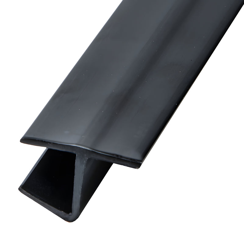 CRL P120HJBL black polycarbonate H-jamb, snap-on 180 glass-to-glass seal for 3/16" gap