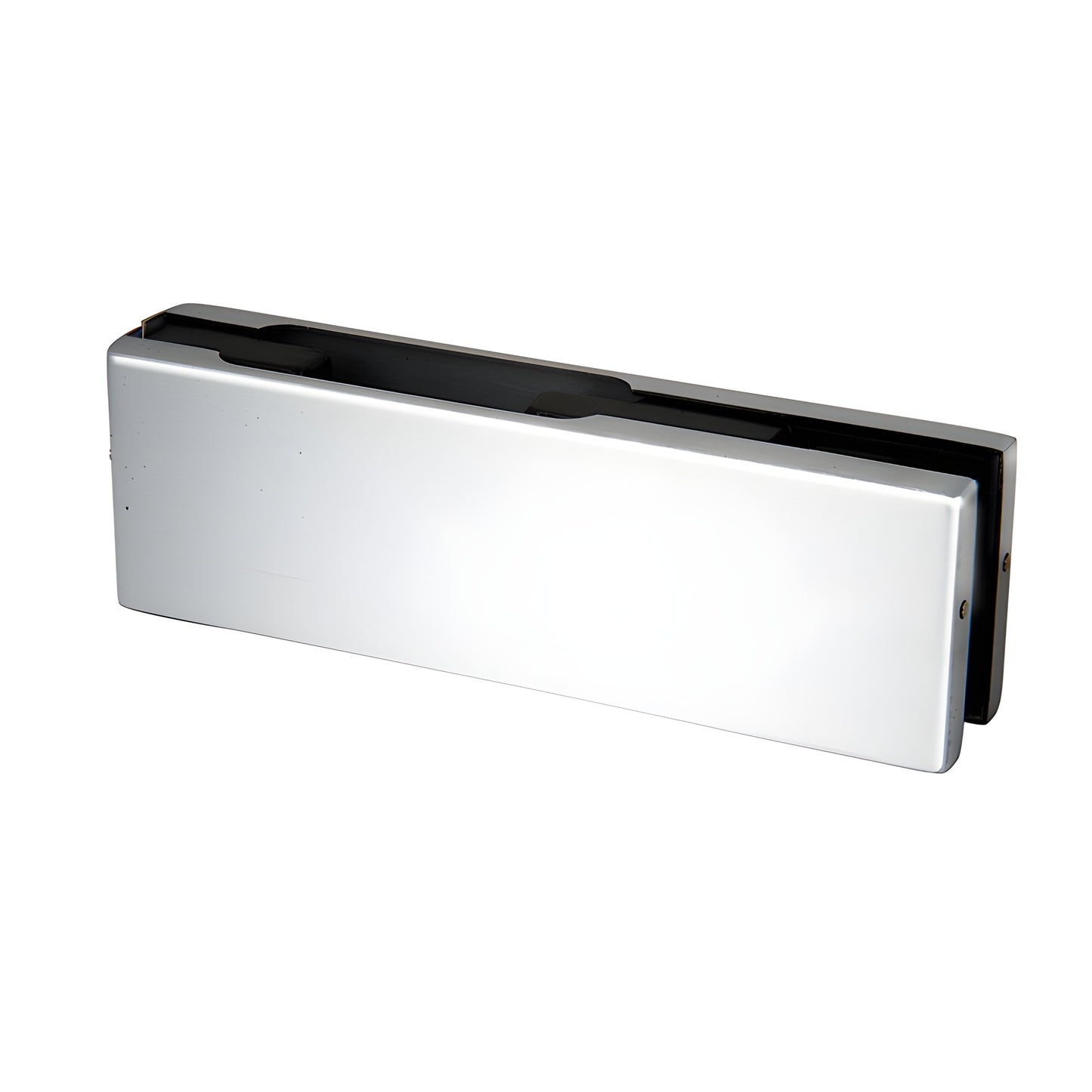 EUR201PS polished stainless steel patch fitting for frameless glass doors (top/bottom), 2 in high
