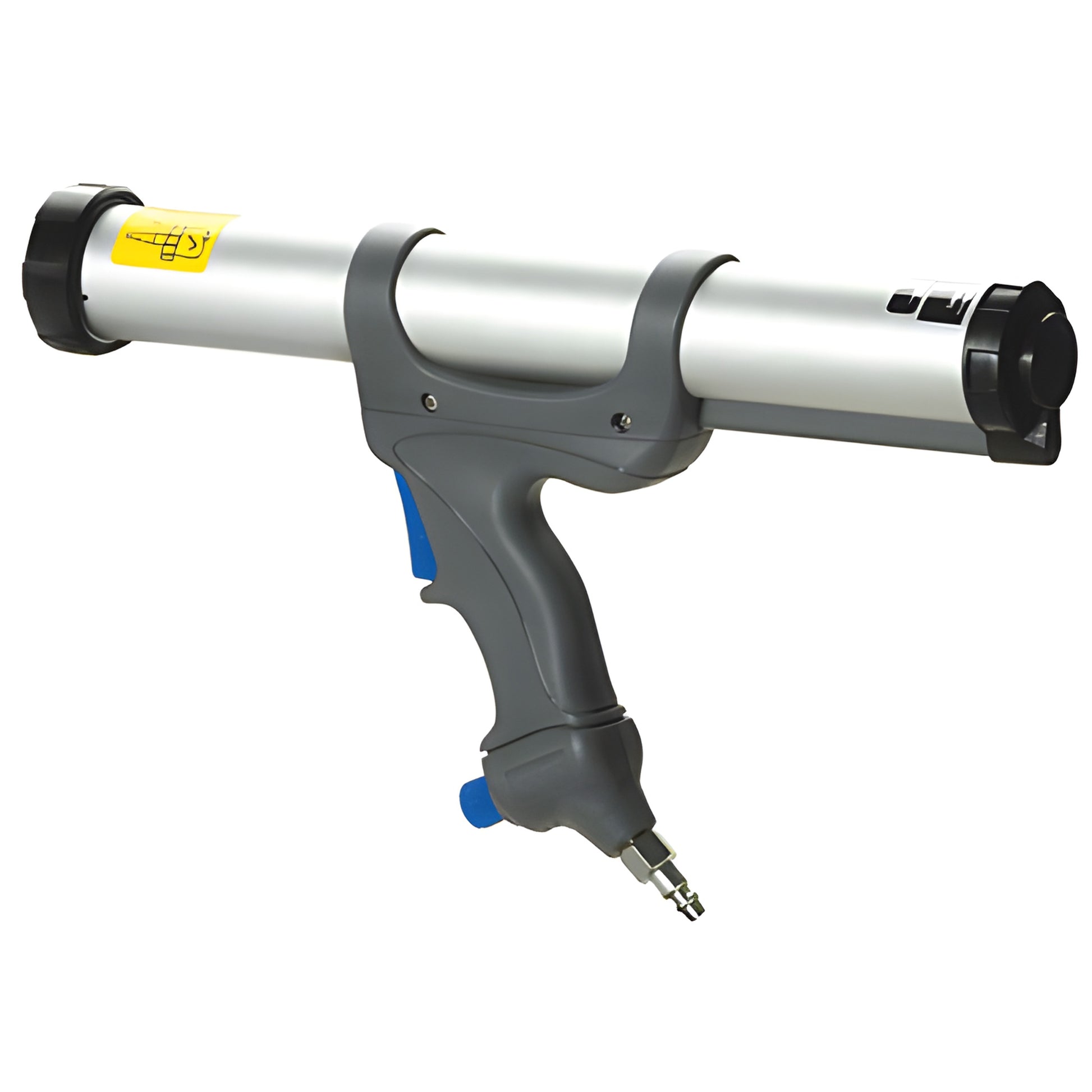 CRL Cox WG6100620 air-powered sausage caulking gun, gray handle with aluminum barrel, for 10-20 oz sealant sausages.