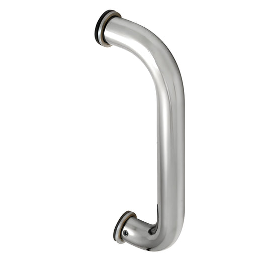 CM8PS polished stainless steel 1" diameter door pull handle, single-sided mount, 8" center-to-center.