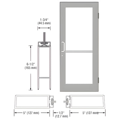 CRL-U.S. Aluminum 550 Clear Anodized 3x7 Prehung Commercial Door