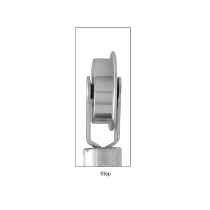 CRL Step Tool 27S3: hardwood contoured handle with 2" steel step/bevel and flat roller on ball-bearing mount.