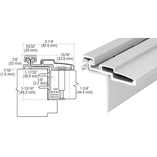 CRL Roton 211HD83A satin-anodized aluminum concealed continuous hinge, 83 in, wrap-around frame, heavy-duty (up to 600 lb)