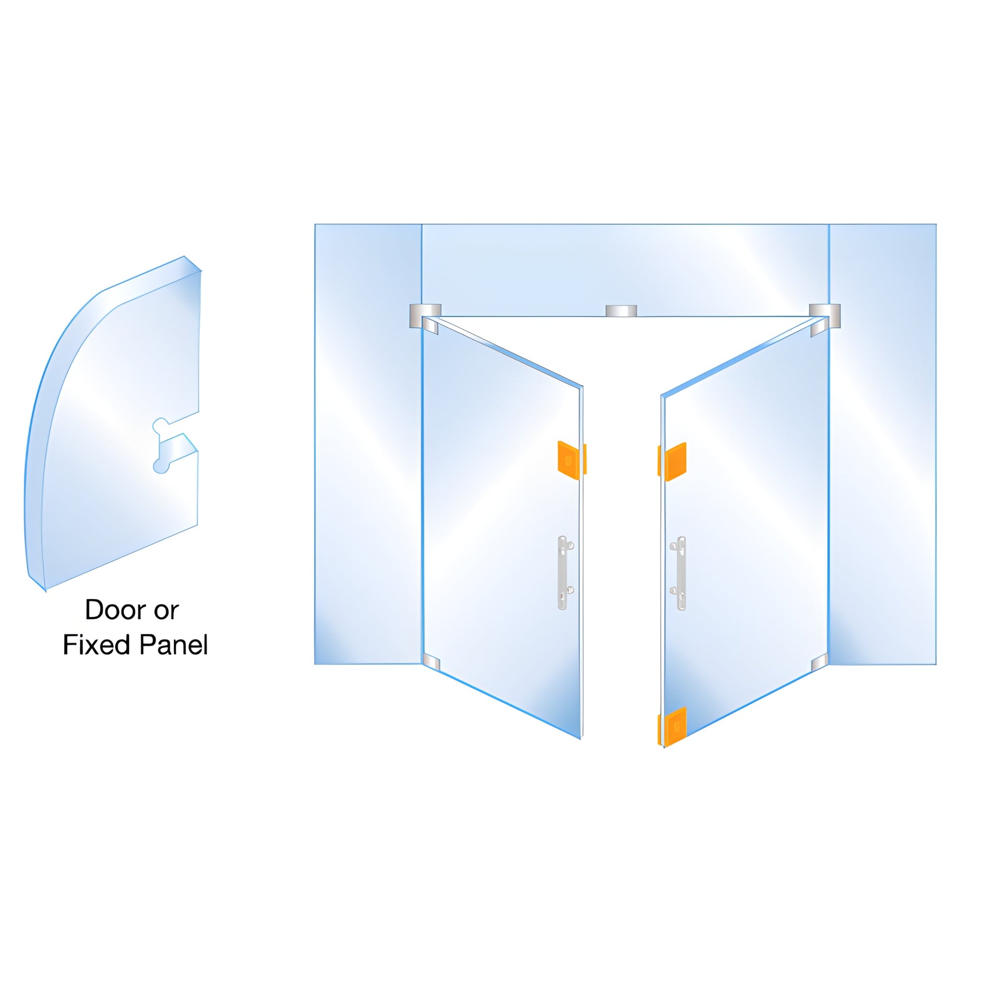 Polished stainless steel European glass-mounted patch lock SKU EUR681PS for 3/8-1/2" (10-12 mm) glass.