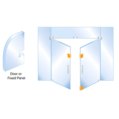 Polished stainless steel European glass-mounted patch lock SKU EUR681PS for 3/8-1/2" (10-12 mm) glass.