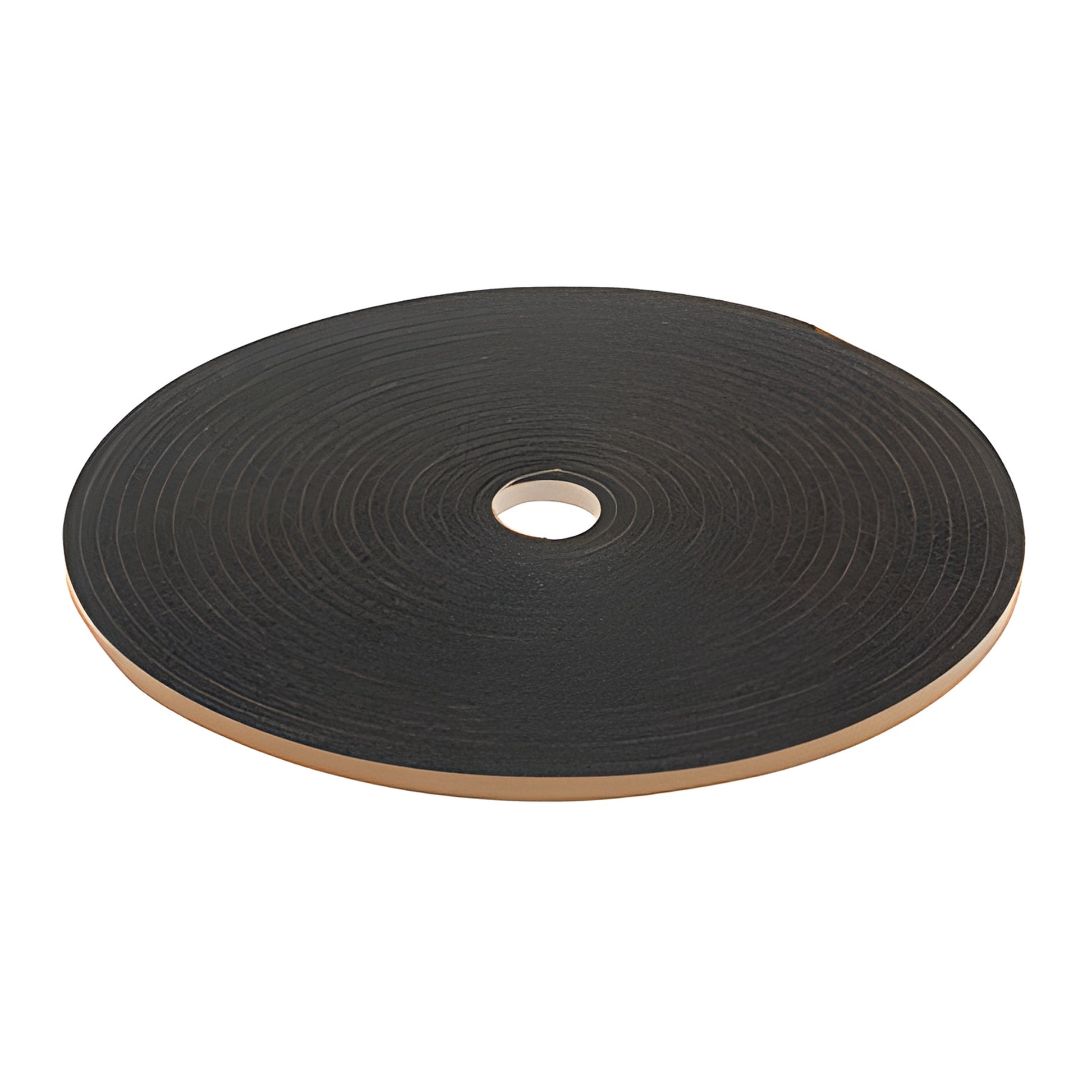 Black adhesive-backed closed-cell sponge rubber tape roll, 50 ft, 1/4in thick x 3/8in wide (SKU 1044018)