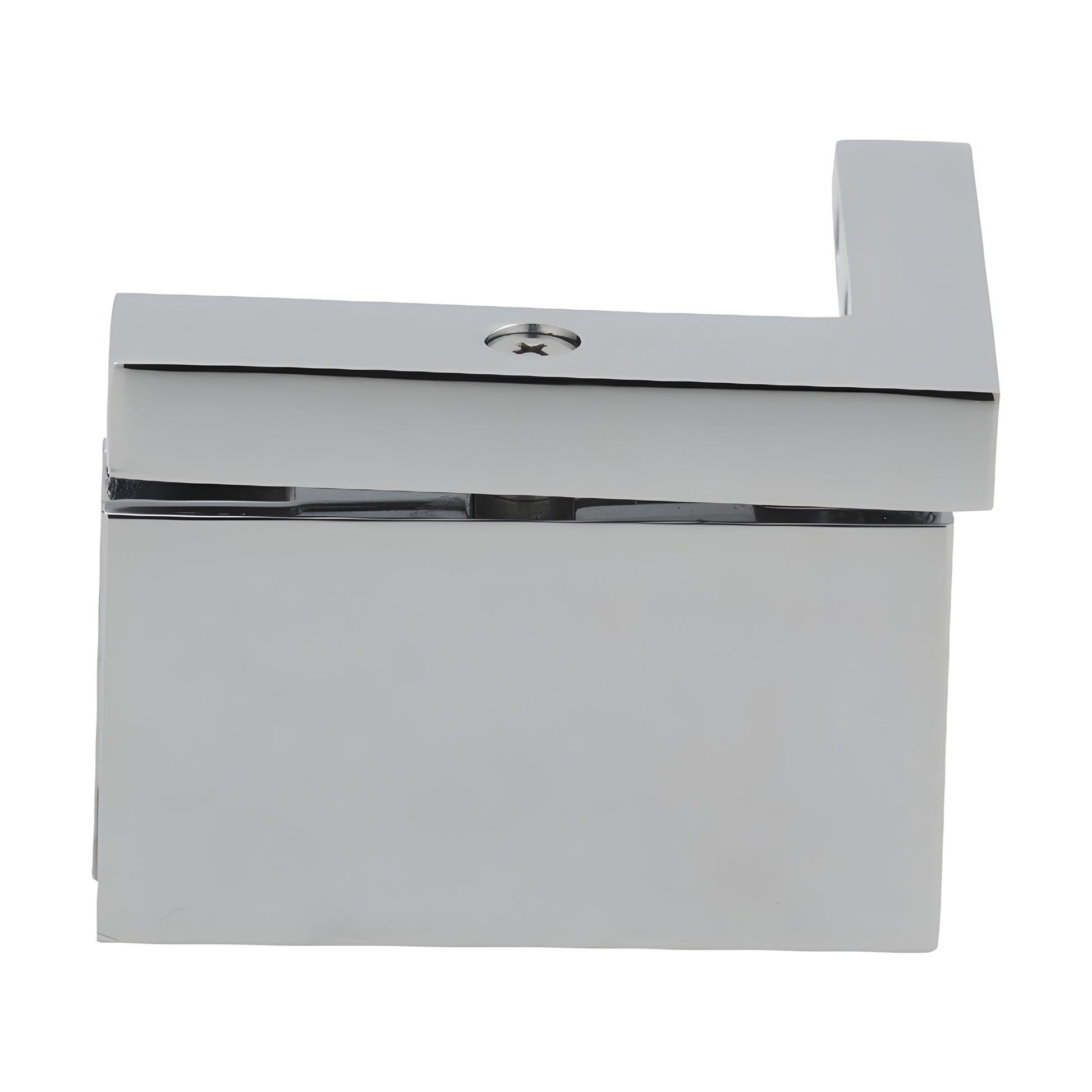 CAR05RCH polished chrome squared right-hand pivot hinge for frameless shower doors, brass, 8-10mm glass