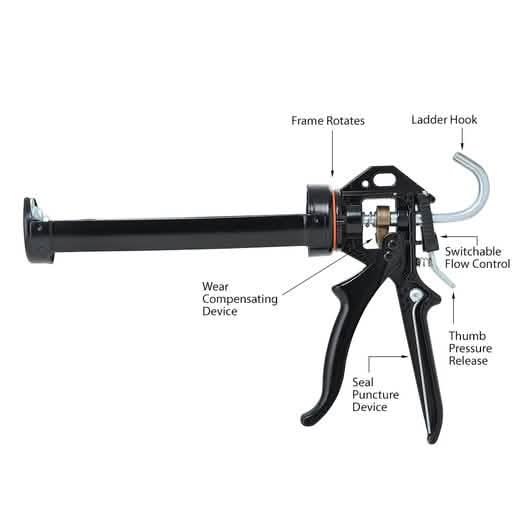 CRL Cox 18:1 Extra Thrust Caulking Gun - Durable Strap Frame for Efficient Sealing