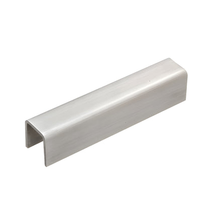 GRL107BS brushed stainless steel low-profile U shaped cap rail for 3/4" glass, top rail to protect and join glass panels.