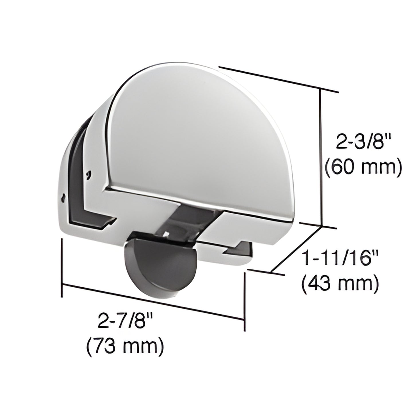 PTH23SBS brushed stainless steel top transom door stop patch fitting for 3/8"/1/2" glass, 2-3/8" H 2-7/8" W