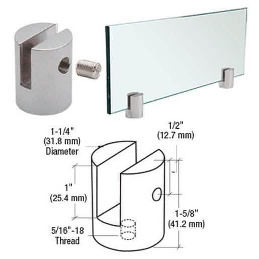 Satin Chrome Slot Mount Standoff for 3/8" Panels - CRL Durable & Stylish Support