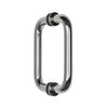Polished chrome solid brass rectangular pull handle for frameless glass doors, 3/4" dia, 6" c-c (SKU SPH6CH)
