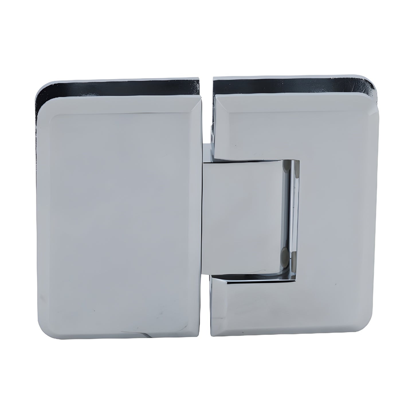 Polished chrome CRL Pinnacle glass-to-glass shower hinge P1N180CH, beveled brass, self-centering, fits 8-12mm glass.