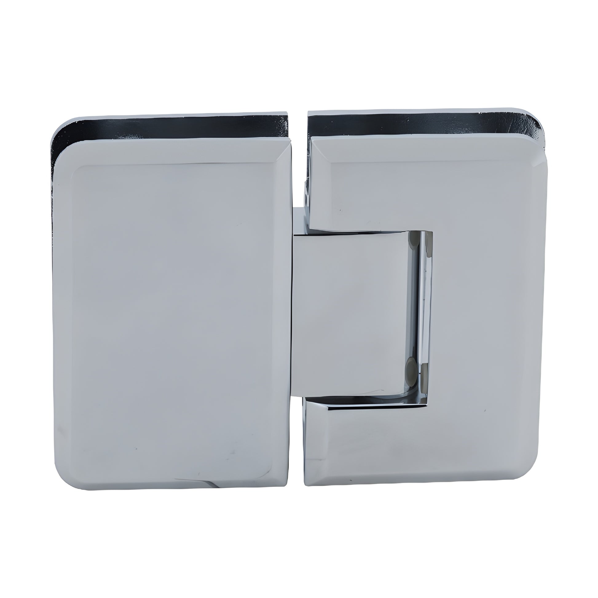 Polished chrome CRL Pinnacle glass-to-glass shower hinge P1N180CH, beveled brass, self-centering, fits 8-12mm glass.