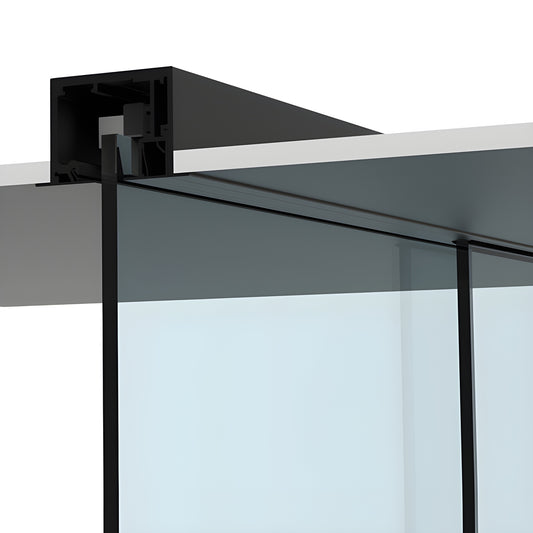 Matte black CRL6901DMBL heavy-duty 118 in sliding glass door track and hangers for 3/8-1/2 in tempered glass