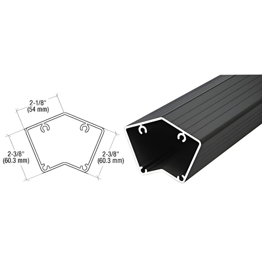 Matte black 135 aluminum post FP548BL, hollow profile, 2-3/8" (60 mm) height, 58" length