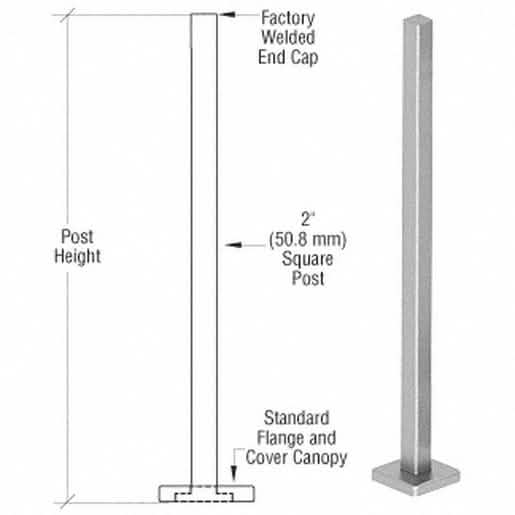 CRL Brushed Stainless 42" Square Blank Post Railing Kit - Sleek, Durable Design