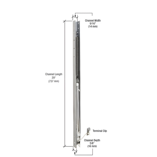 FA2820 29" channel sash balance - 5/8" depth, 9/16" width, spring with terminal clip.