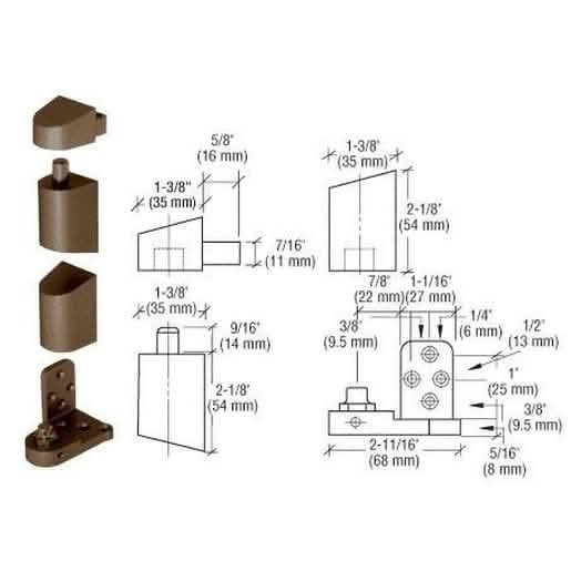 CRL Dark Bronze Right Hand Pivot Set, Flush Design for Doors, Elegant and Durable Finish