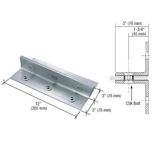 CRL 316 Brushed Stainless 12" Fin Shoe Fitting for 3/4" Glass - Sleek & Durable Design