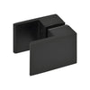 SDK180MBL matte-black square back-to-back paddle knob for frameless shower glass, low-profile brass, 19mm diameter.
