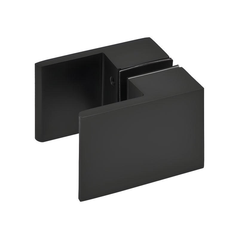 SDK180MBL matte-black square back-to-back paddle knob for frameless shower glass, low-profile brass, 19mm diameter.