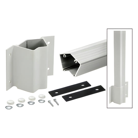 FP5142KS silver metallic aluminum 135 inside-corner fascia post kit with bracket, gaskets, caps and screws