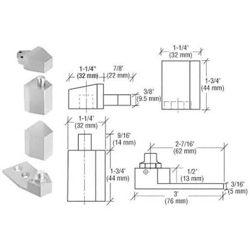 CRL Aluminum Offset Reversible Pivot Set, flush design fits seamlessly with frame face.