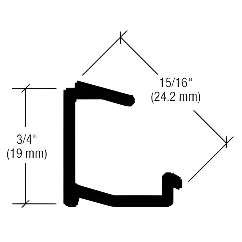 PW61422 shallow side-pocket reducer, black bronze anodized extrusion silhouette, 3/4" (19mm) H x 15/16" (24.2mm) D.