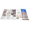 CRL 5-fold flyer (SKU FF5SD) blue cover 'Frameless Shower Door Hardware' with glass shower image