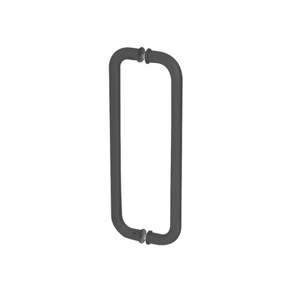 Matte black 12 in center-to-center back-to-back glass-mounted pull handle SKU CM12X12MBL for 3/8-3/4 in glass