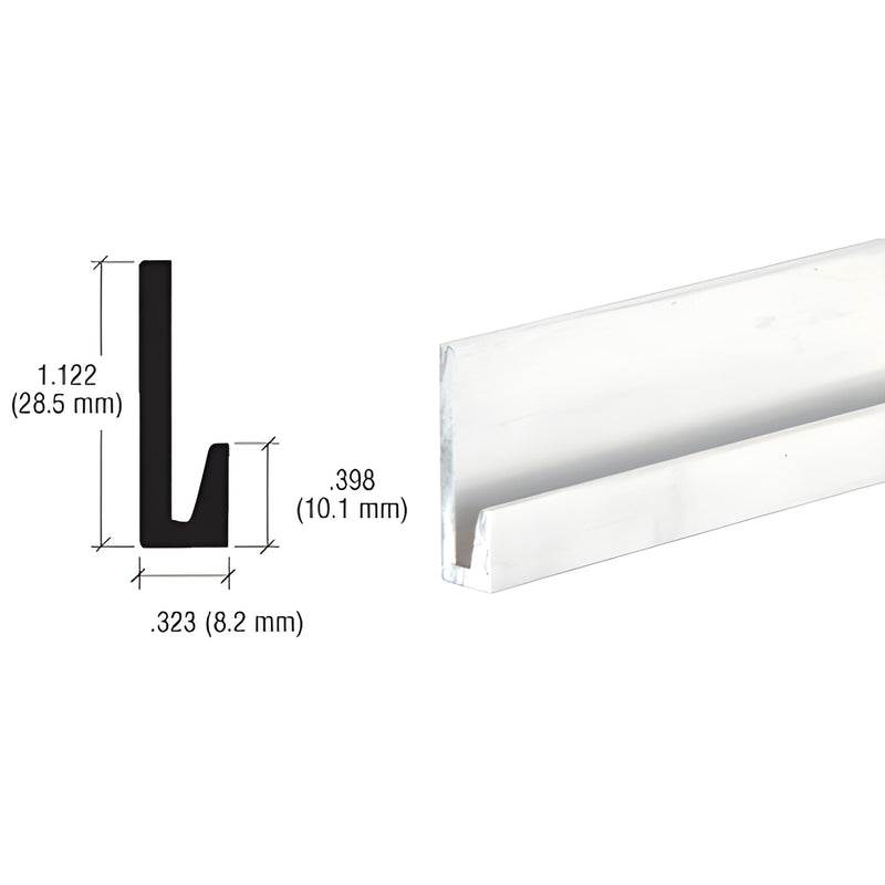 D625N aluminum U-channel extrusion, mill finish, 1.122" H, .323" W, 1/4" inside, 144" length.