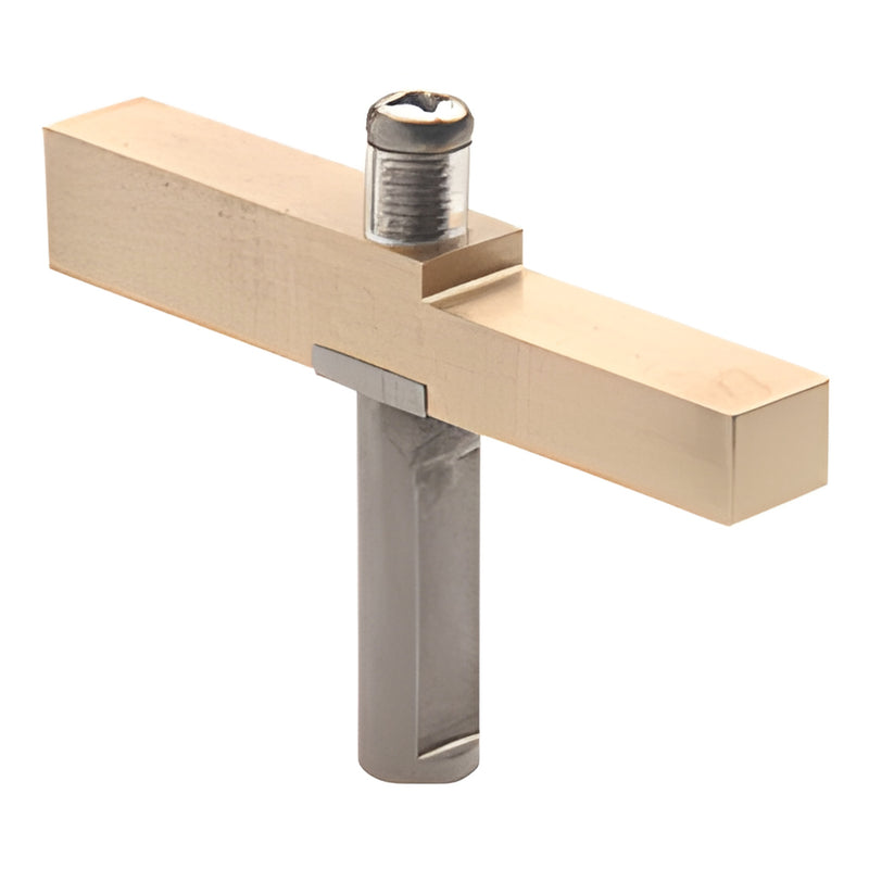 SRHAB01BGA bright gold anodized brass adapter block for pivot hinges, with M6 screw and mounting post