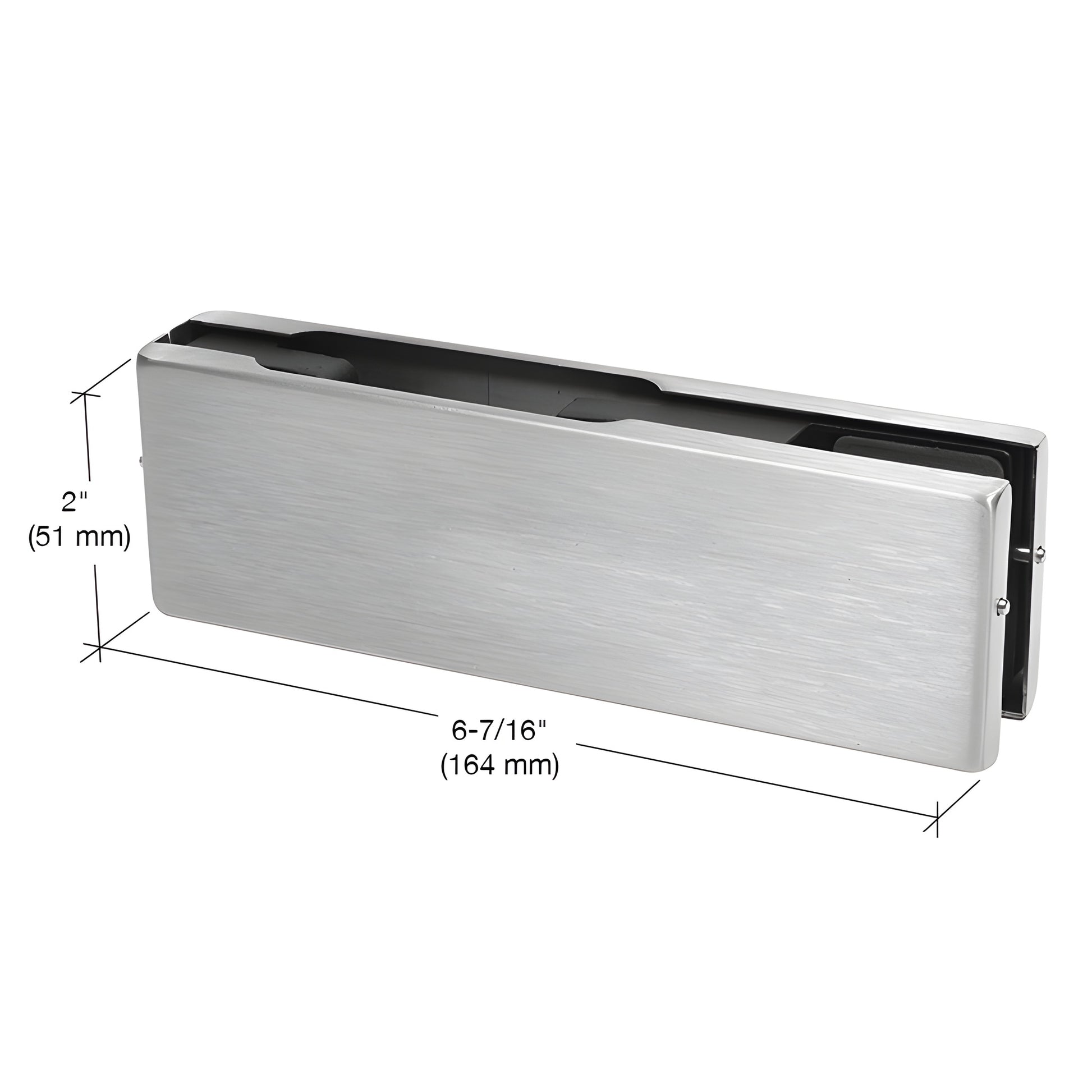 EUR201BS brushed stainless patch fitting for frameless glass doors, fits 3/8 or 1/2" glass.