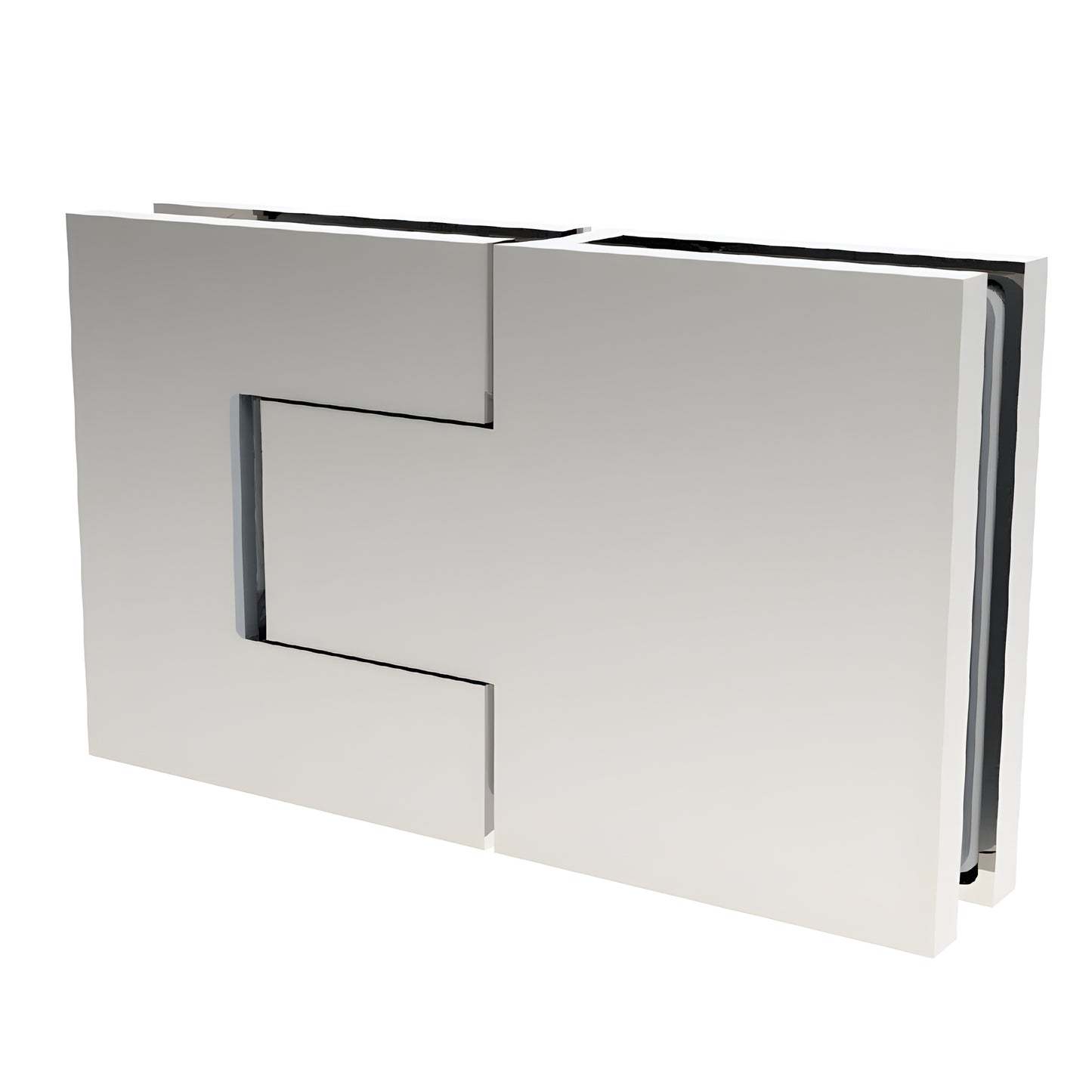 BEL380CH Bellagio polished chrome concealed square hinge for 8-10mm frameless glass shower doors (brass, self-centering)