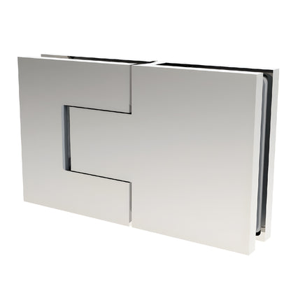 BEL380CH Bellagio polished chrome concealed square hinge for 8-10mm frameless glass shower doors (brass, self-centering)