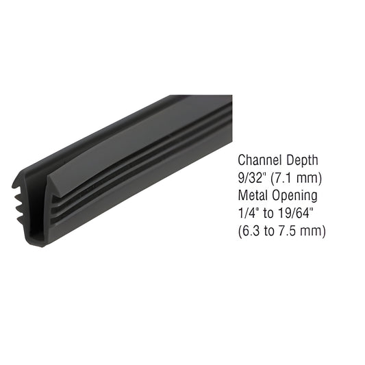 Black CRL glazing vinyl GC722BLM - extruded seal for 1/8 double-strength glass, 9/32 channel, 1/4-19/64 metal opening