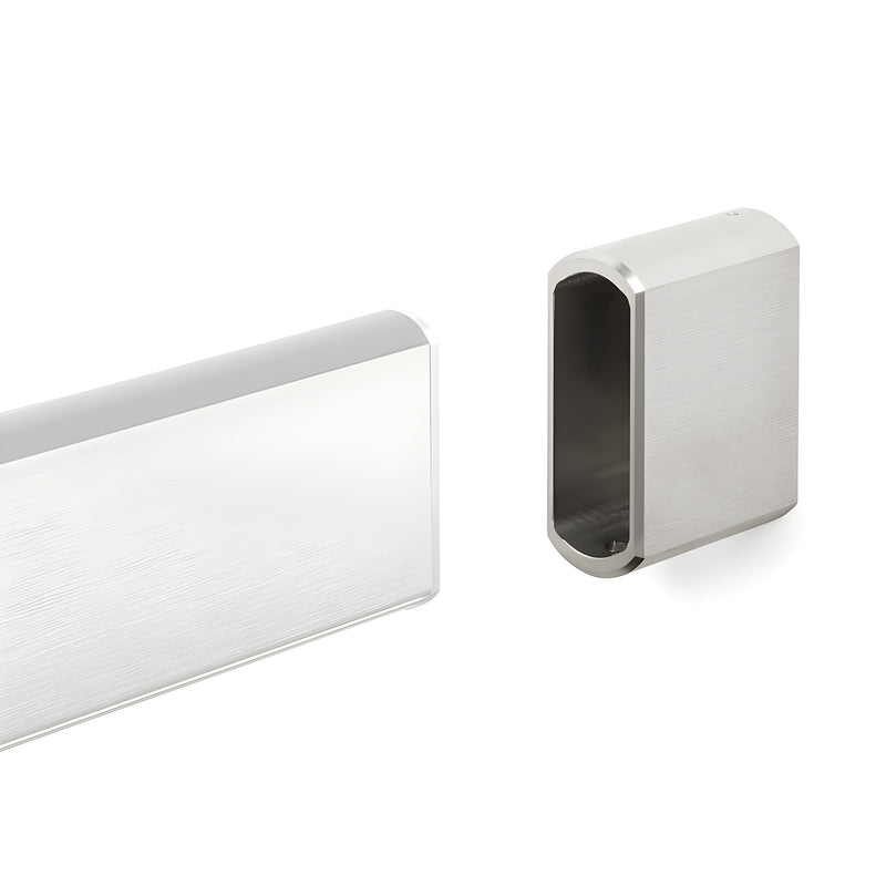 Latitude 34 brushed stainless end caps for glass door track, set of two