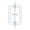 Vintage brass back-to-back 8" center shower door pull handle for 1/4-1/2" glass (SKU SPH8VBR)