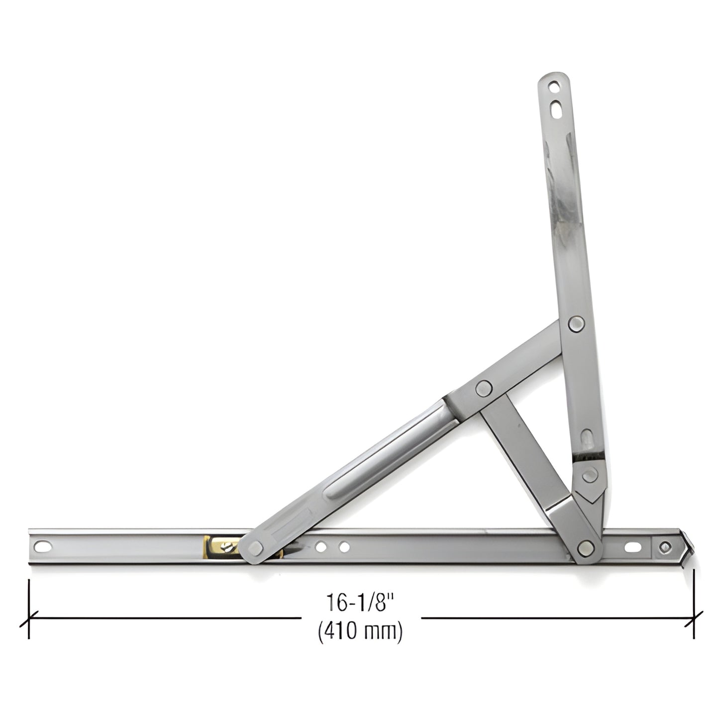 Stainless steel 4-bar casement hinge EP27042, 16-1/8" (410mm), heavy-duty 90 egress.