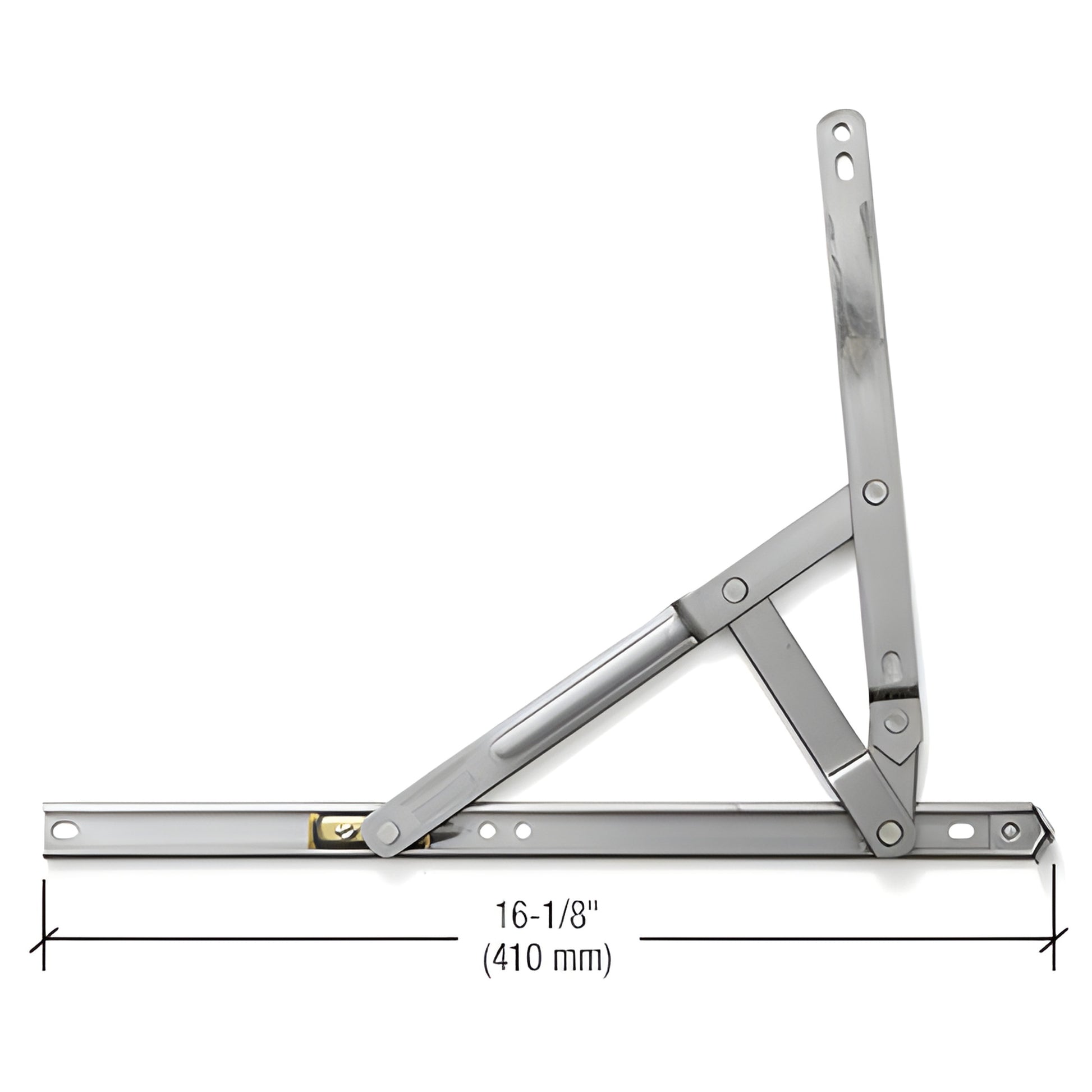 Stainless steel 4-bar casement hinge EP27042, 16-1/8" (410mm), heavy-duty 90 egress.