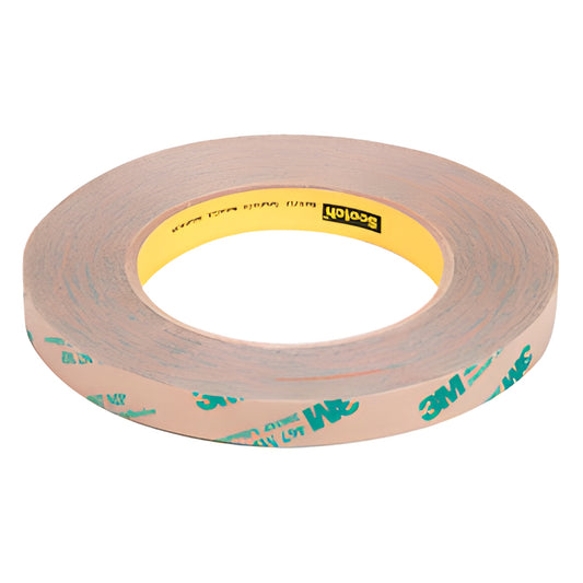 3M adhesive transfer tape roll SKU 46712 - 1/2 in clear double-sided tape on yellow core.