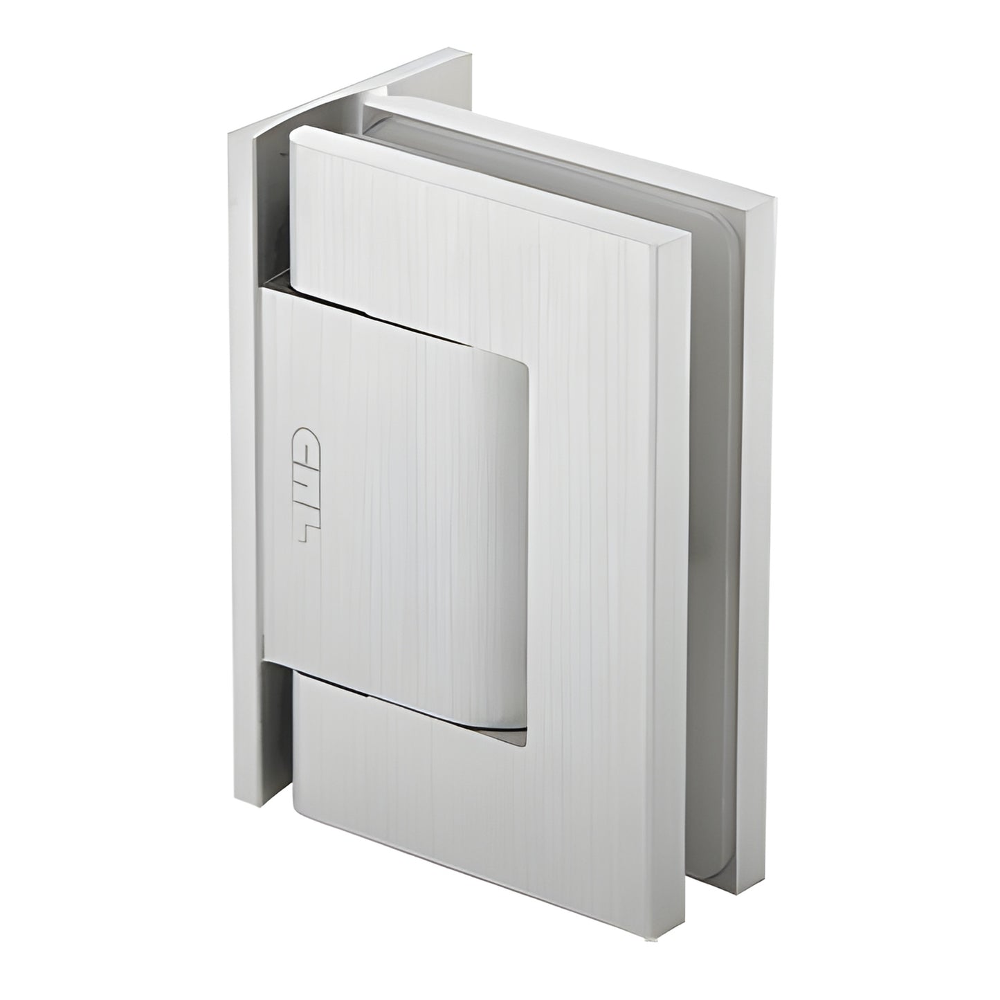 Satin anodized aluminum oil-dynamic wall-mount glass door hinge (self-closing, hold-open) - SKU H8011SA